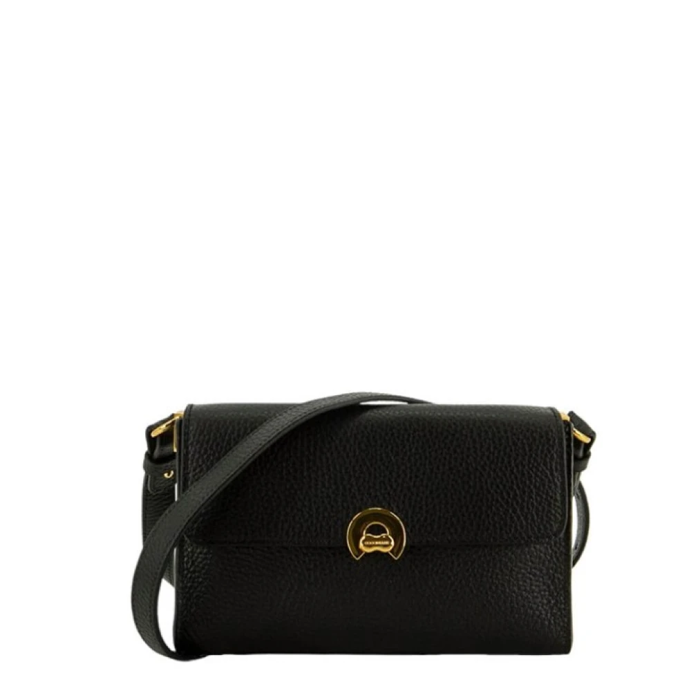 Coccinelle Zwarte schoudertas met metalen detail Black Dames