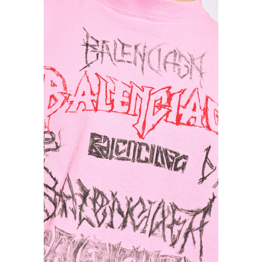 Balenciaga T-shirt met logo Pink Heren