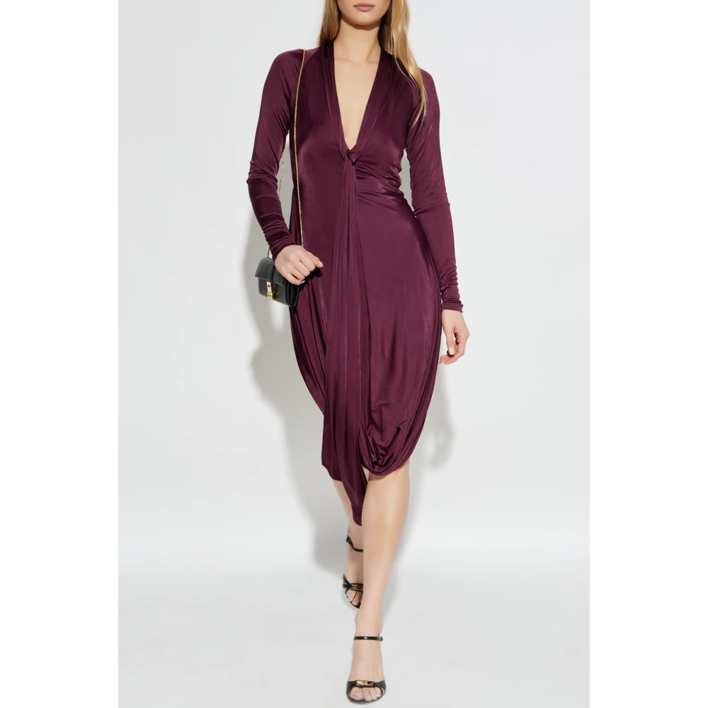 Salvatore Ferragamo Jurk met lange mouwen Purple Dames