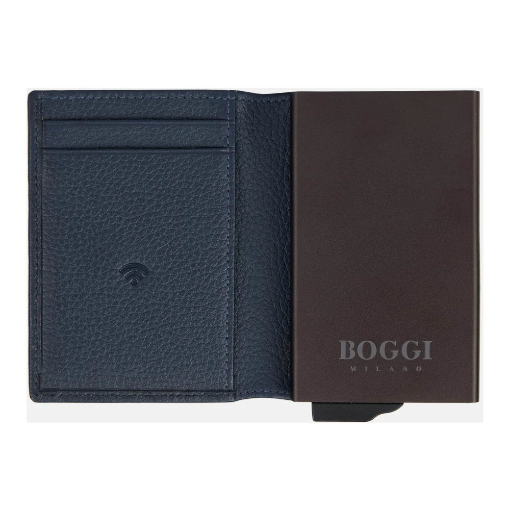 Boggi Milano Creditcardhouder van leer Black Heren