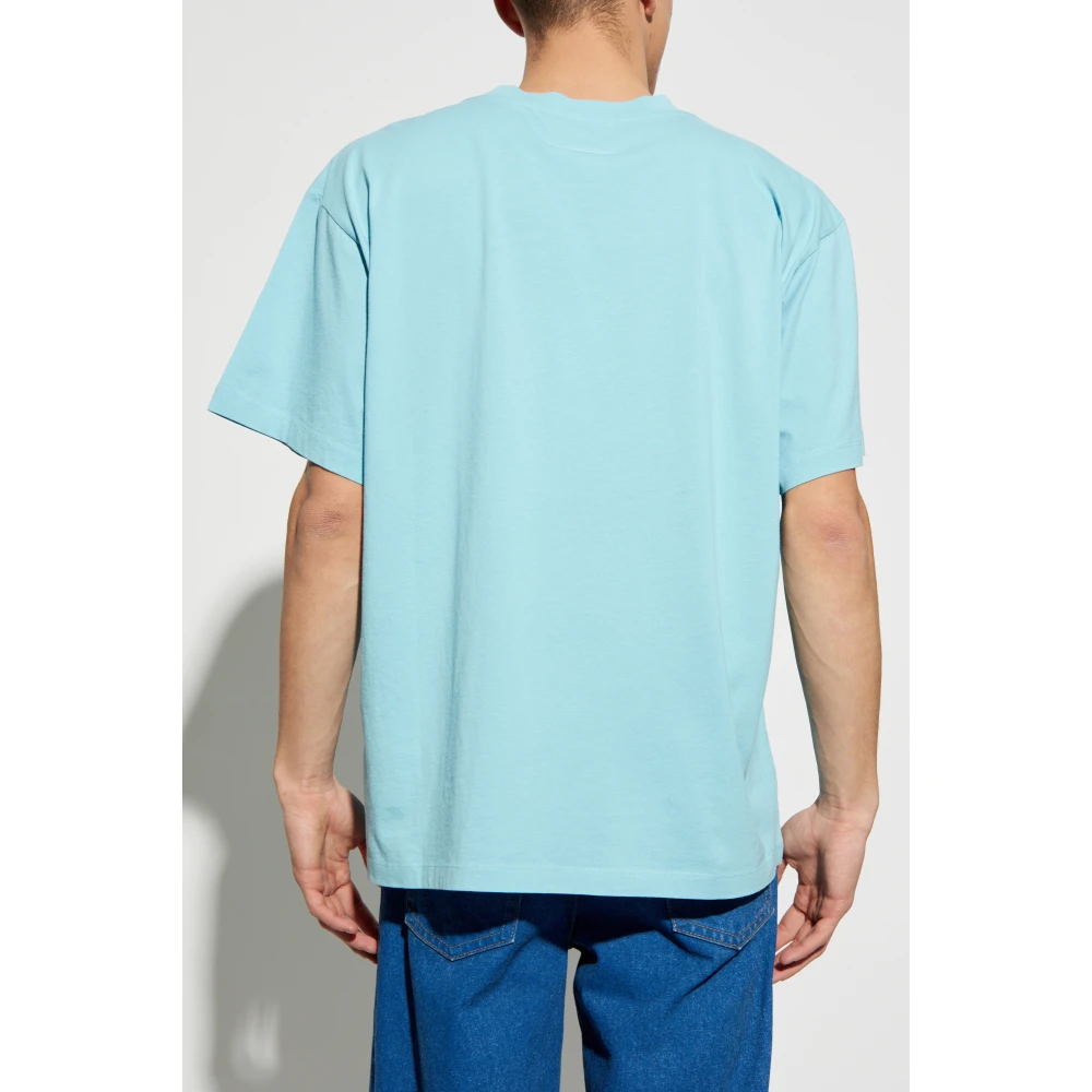 MM6 Maison Margiela T-shirt met logo patch Blue Heren