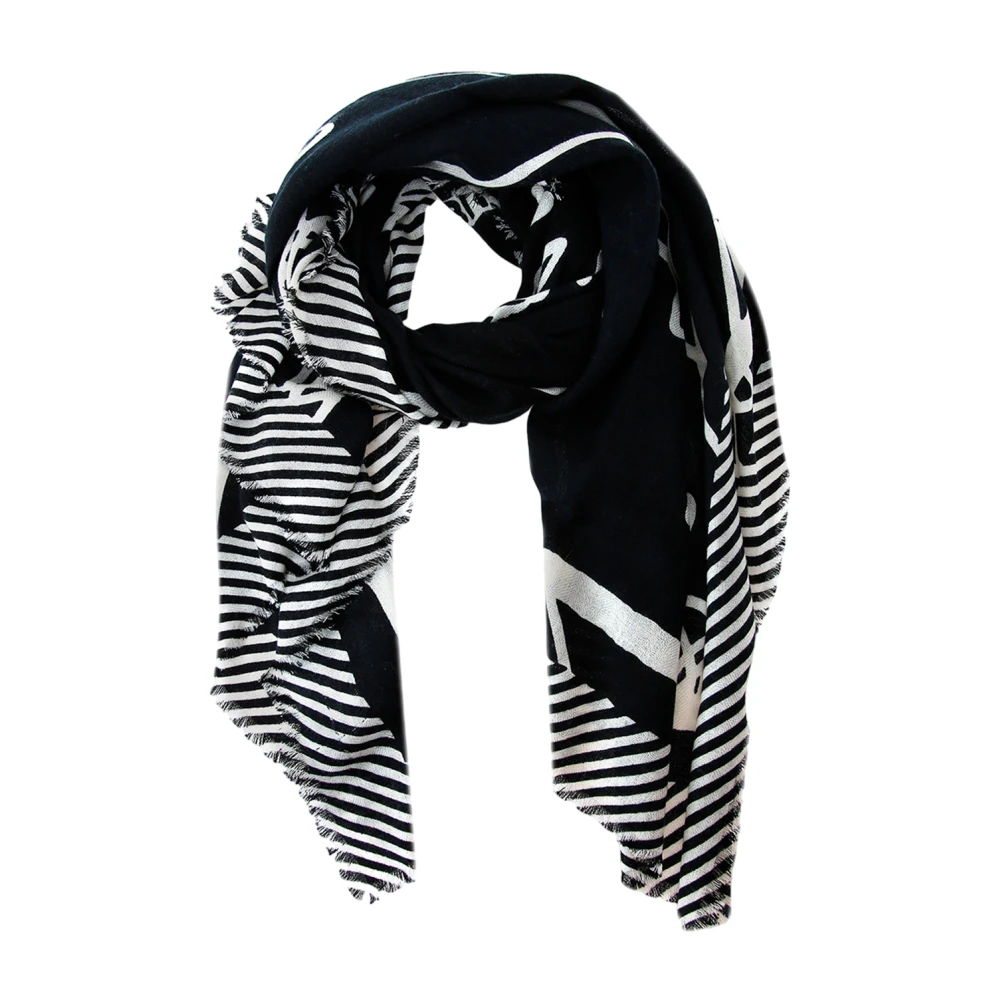 Blugirl Elegante Zijden Sjaal met Logoprint Black Dames