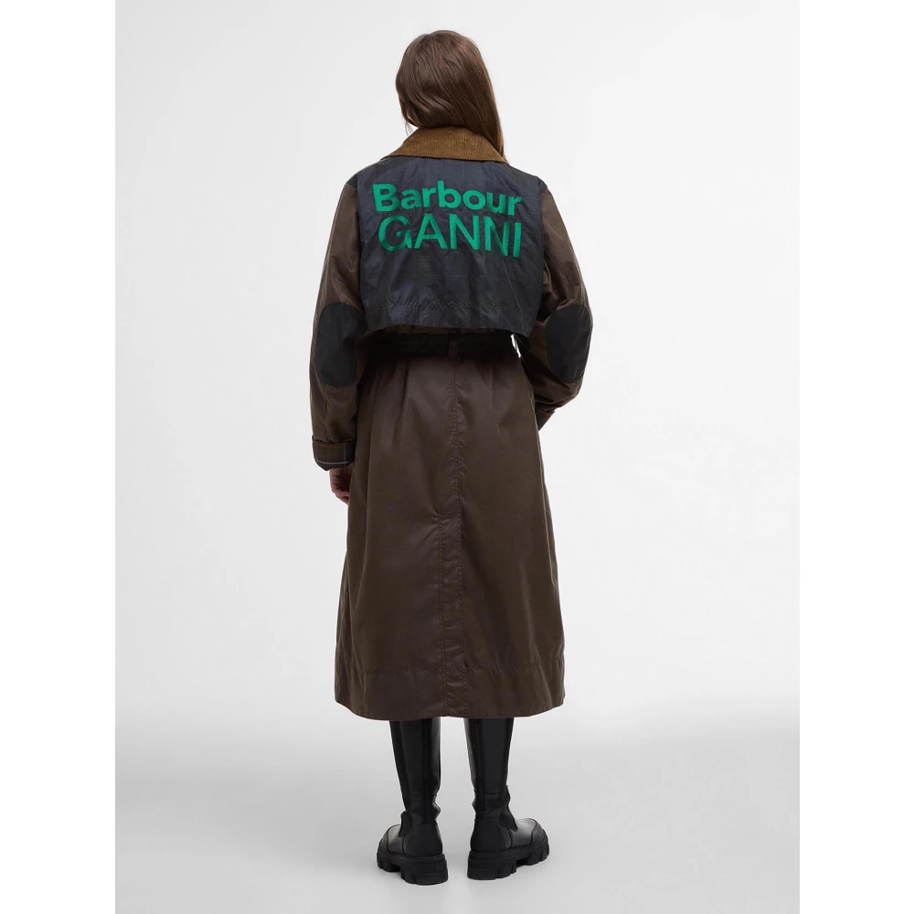 Barbour Bruine Wax Trenchcoat met Suède Kraag Brown Dames