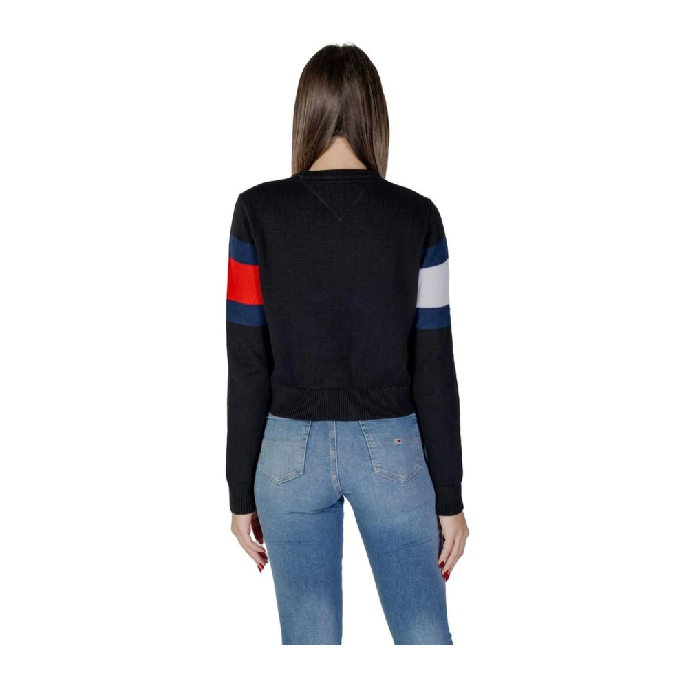 Tommy Jeans Zwarte Geregenereerde Katoenen Sweatshirt Black Dames