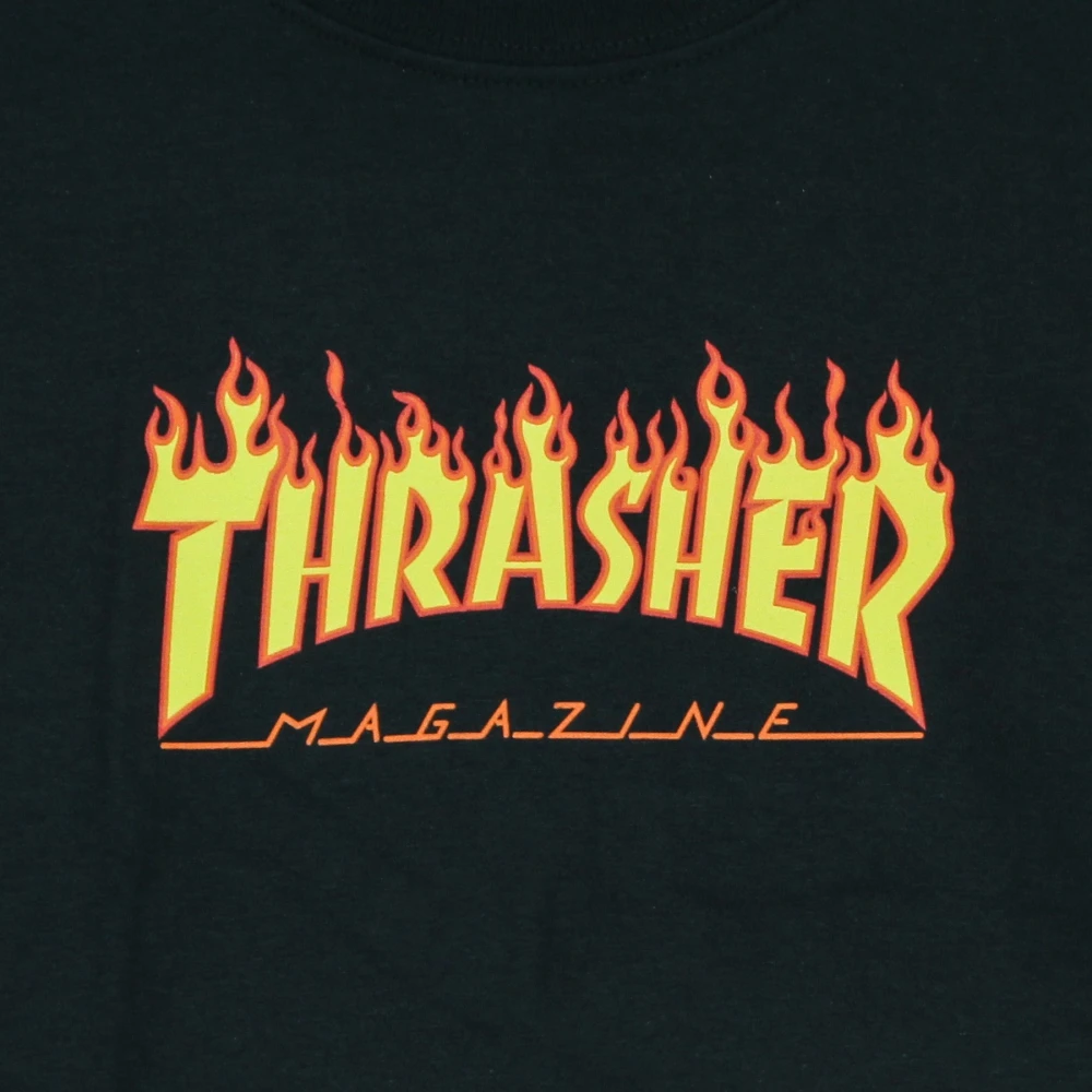 Thrasher Flame Tee Kinder T-shirt Black Heren
