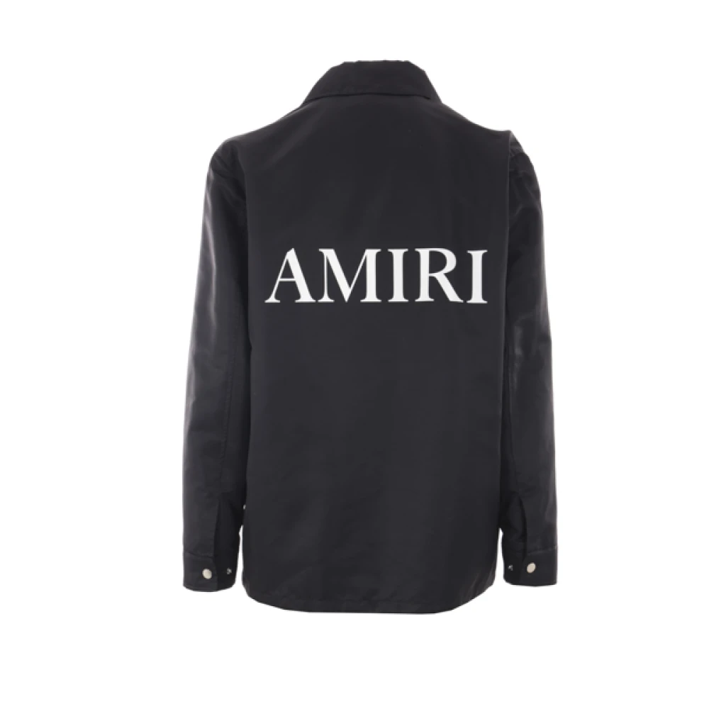 Amiri Zwarte Nylon MA Print Jas Black Heren
