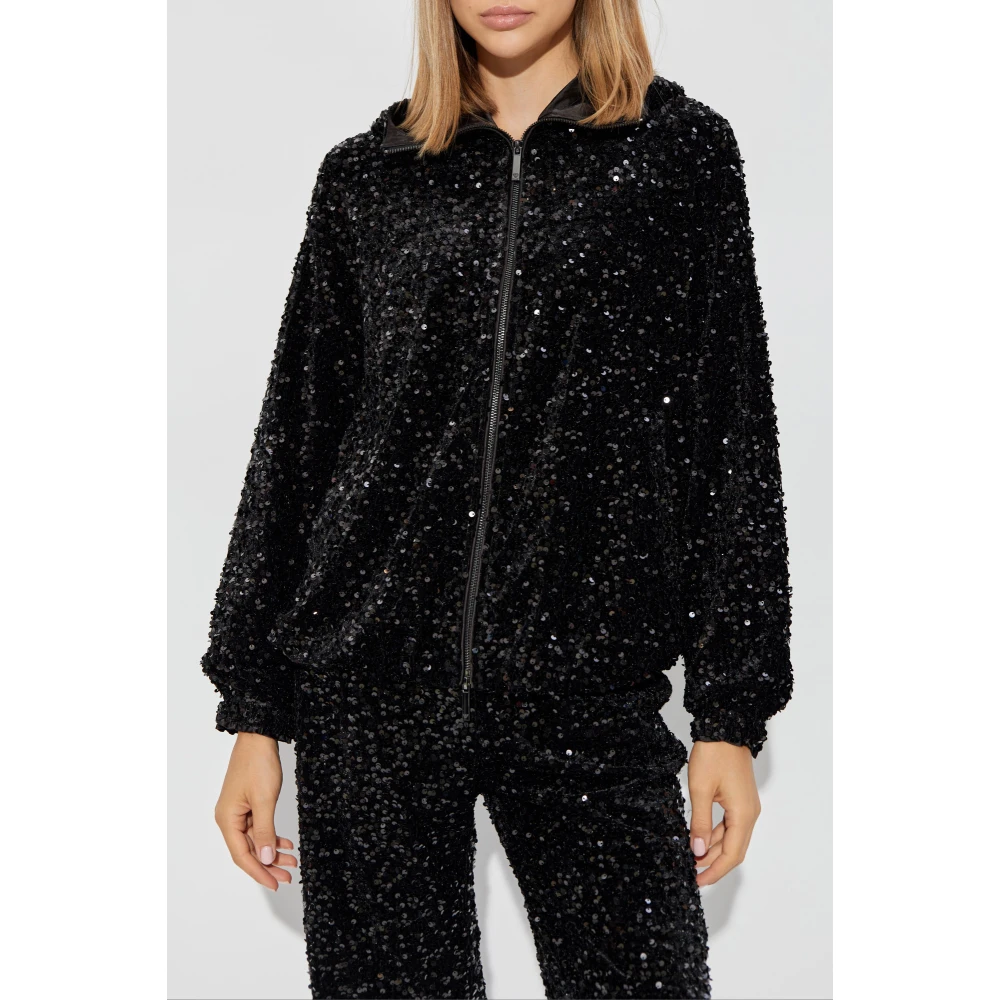 Emporio Armani Paillet Hoodie Black Dames