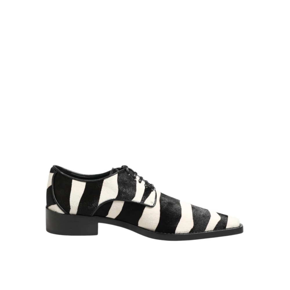 Dolce & Gabbana Mannelijk Multicolor Schoenen Heren, Veelkleurig, 36 Eu, Leer, Zebra Pony Fur Leren Derby Schoenen