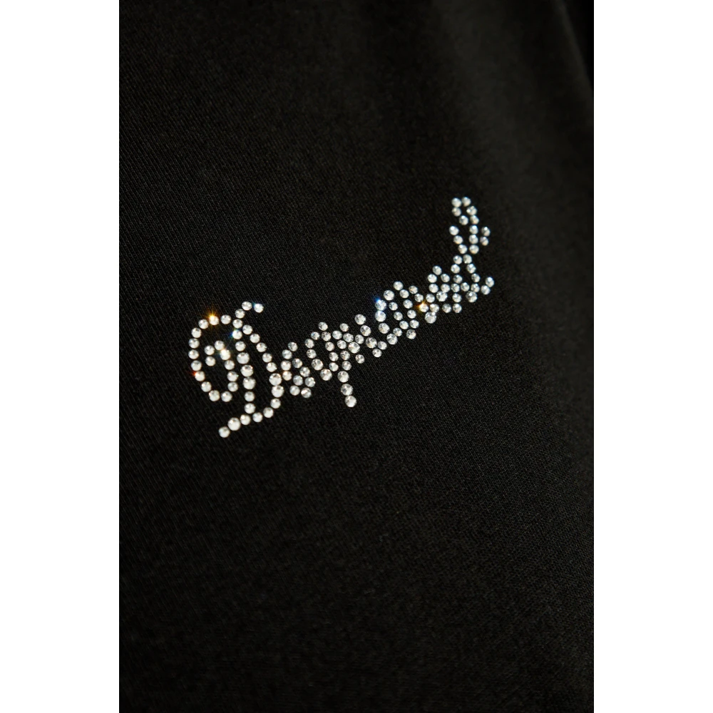 Dsquared2 T-shirt met glinsterende kristallen Black Dames