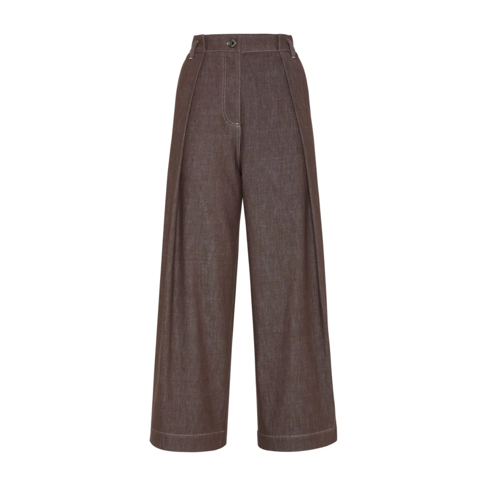 BRUNELLO CUCINELLI Stijlvolle Wijde Broek Brown Dames