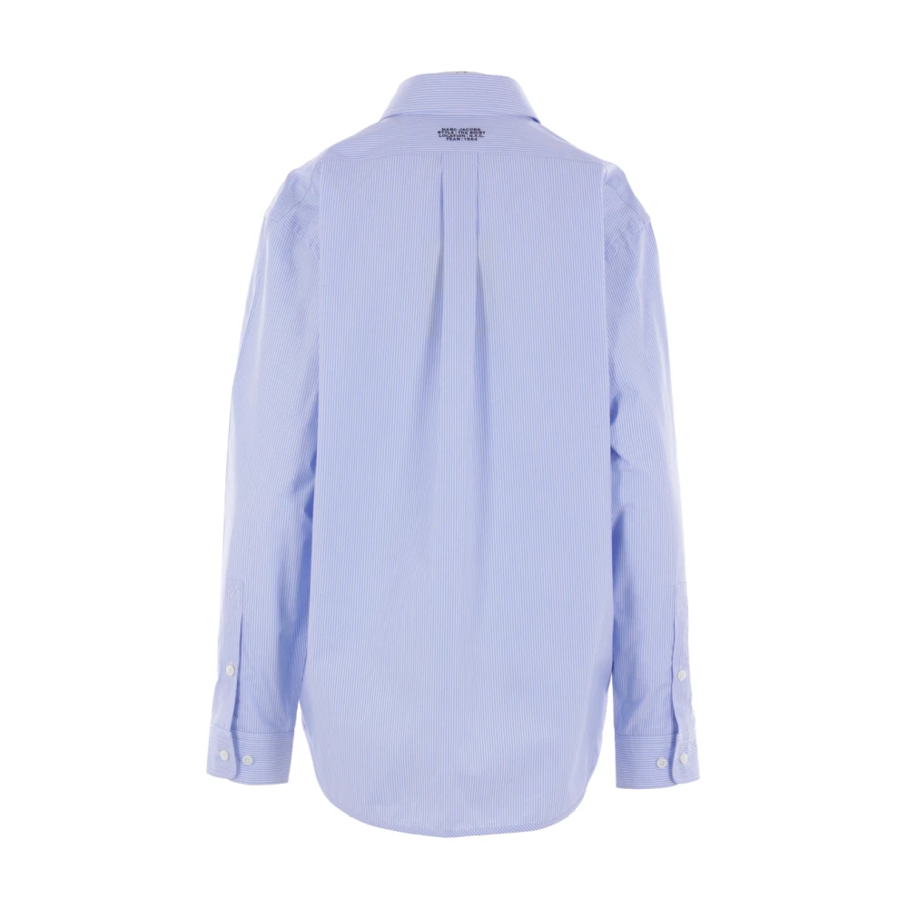 Marc Jacobs Blauw Gestreept Katoenen Overhemd met Logoborduursel Blue Dames