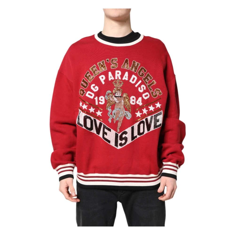 Dolce & Gabbana Men's Red Sequin Knit Pullover Jumper - Sweatshirts - L - Sweatshirts & Hoodies