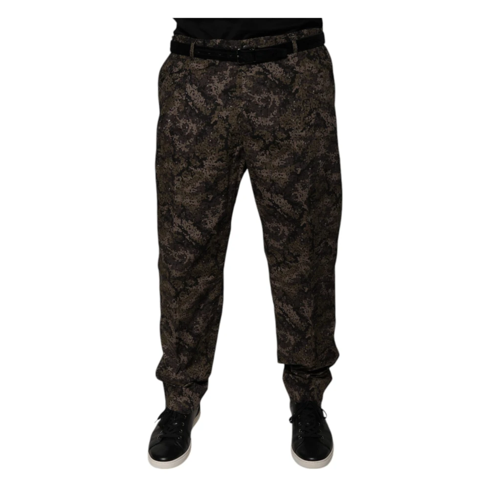 Dolce & Gabbana Men's Multicolor Straight Trousers, 2XL, Camouflage Dress Trousers