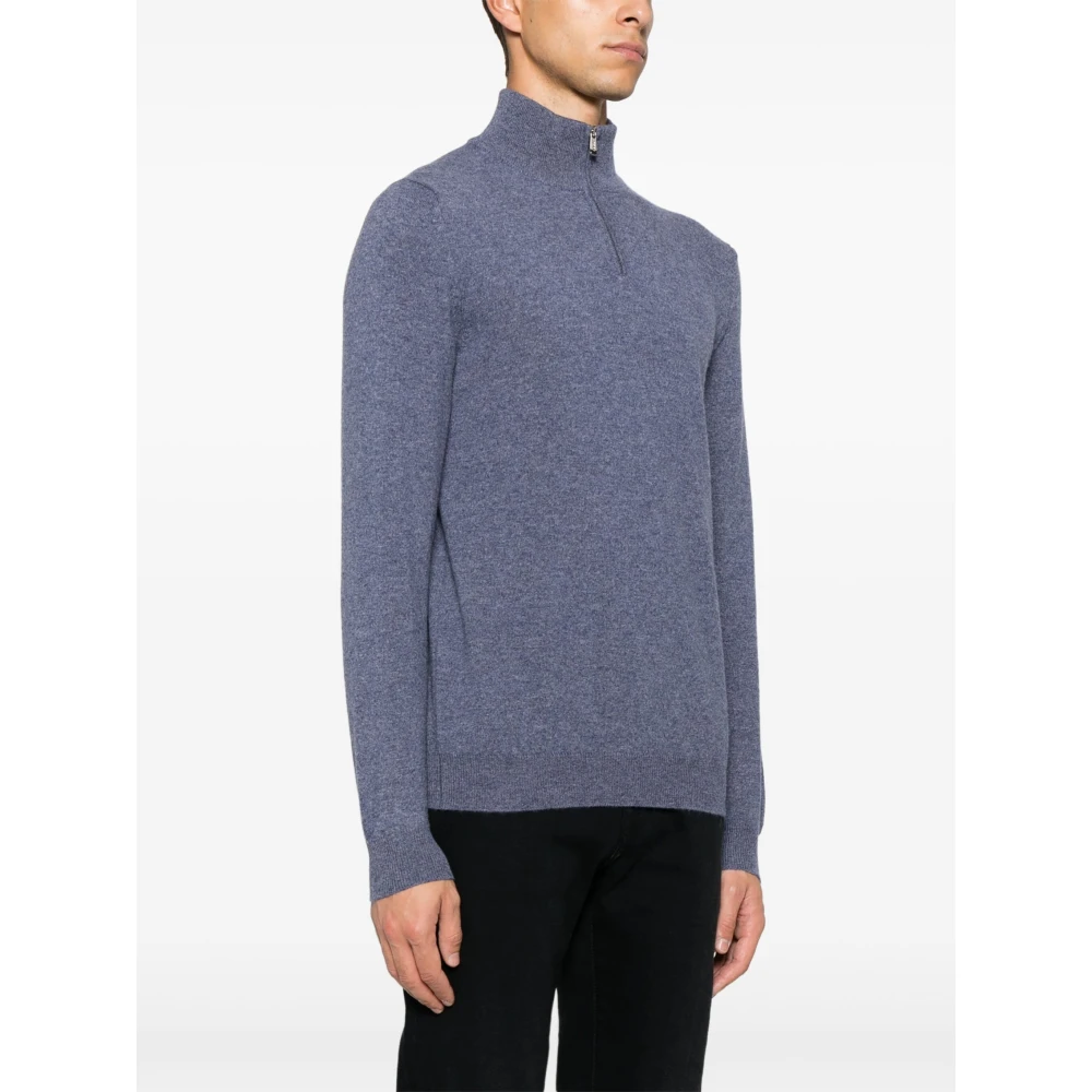 Fedeli Luxe Cashmere Half-Zip Gebreide kleding Blue Heren