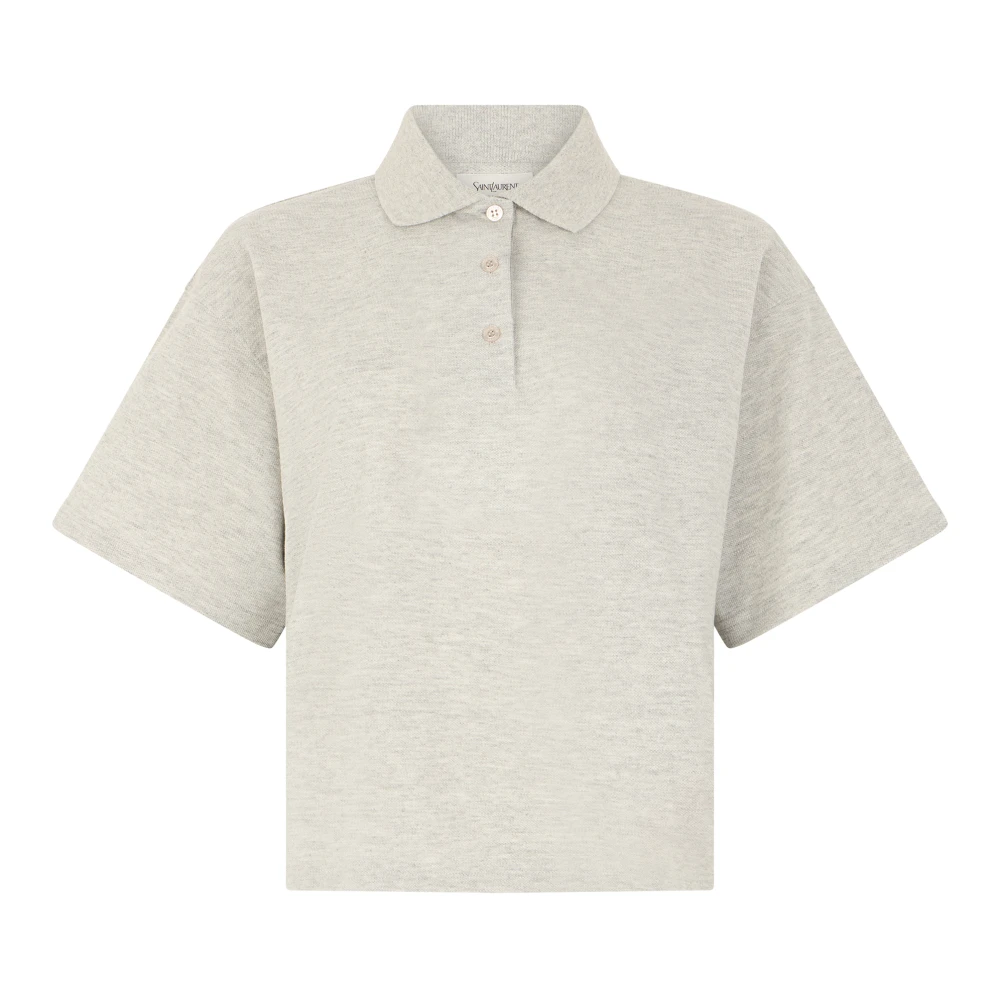 Saint Laurent Women's Gray Cassandre Polo Shirt