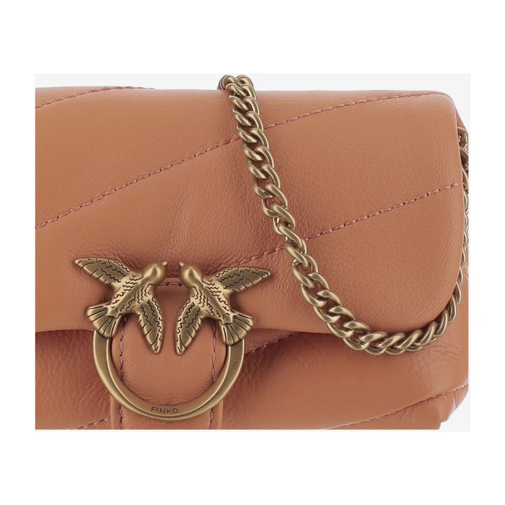 pinko Gewatteerde leren schoudertas Love Birds Orange Dames