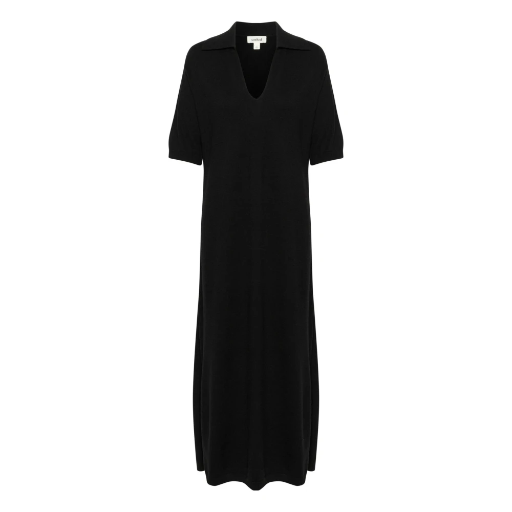 Soaked in Luxury Zwarte Polo Jurk Slspina Stijl Black Dames