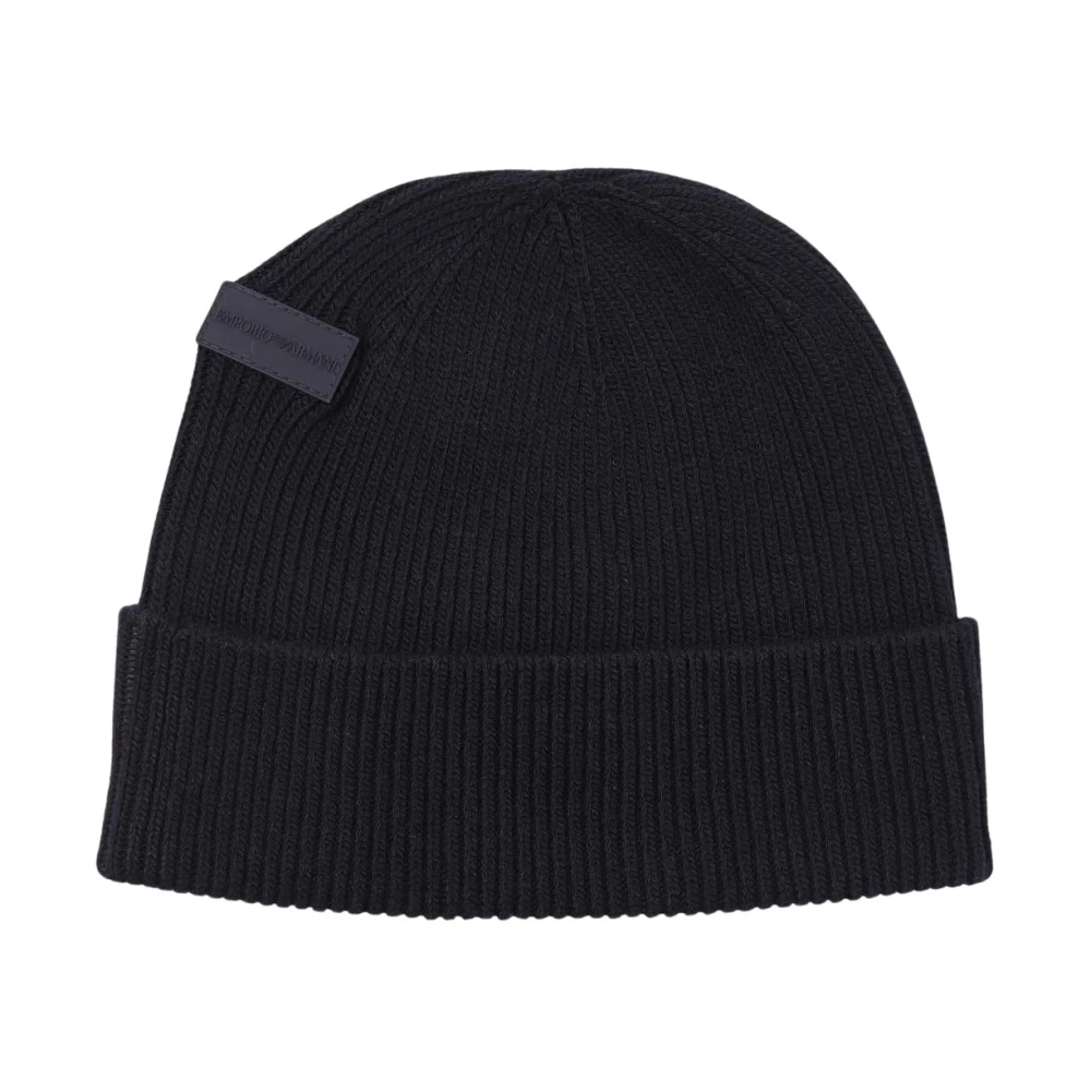 Emporio Armani Herren Blau E Gerippte Gestrickte Wollmütze
