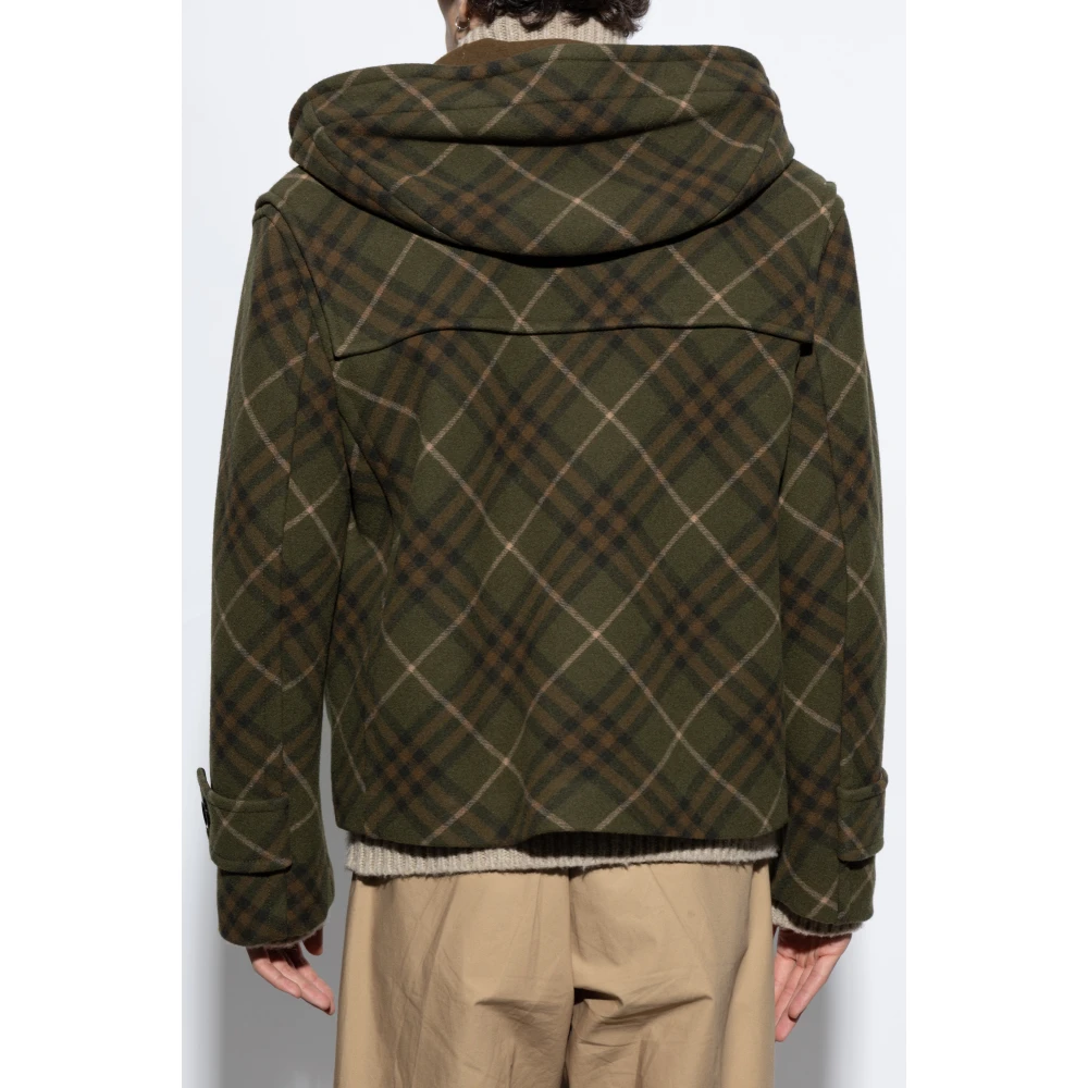 Burberry Wollen jas met capuchon Green Heren