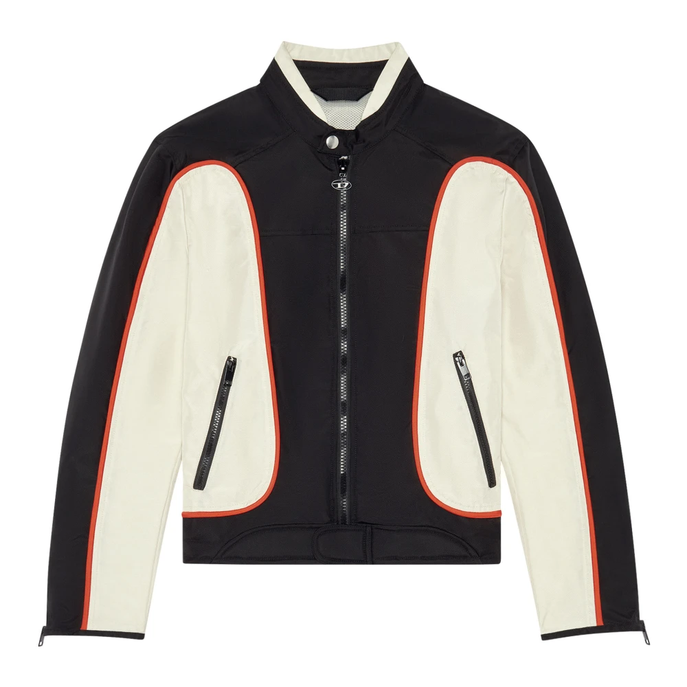 Diesel Biker jacket in colour-block nylon Black Heren