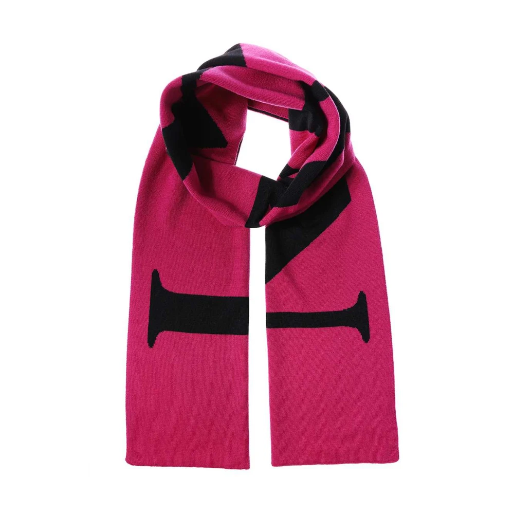 Lanvin Wollen Sjaal met Logo Intarsia Detail Pink Dames