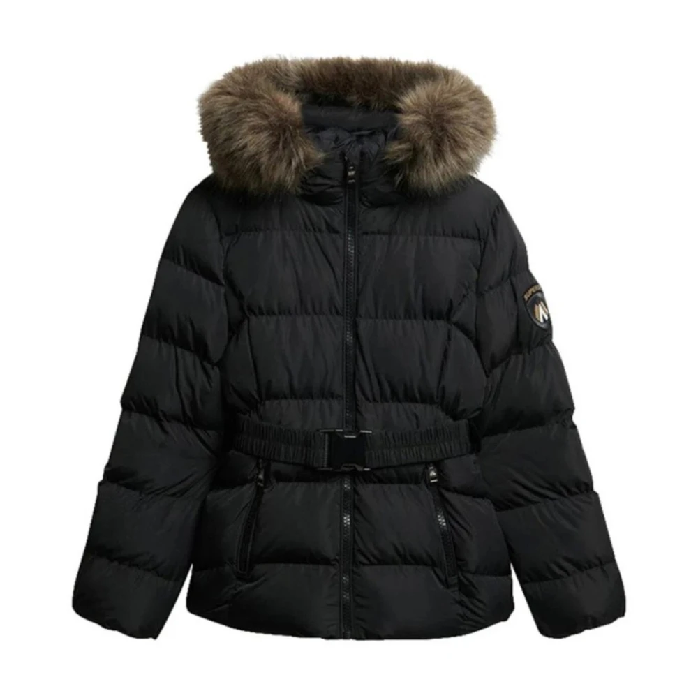 Superdry Black Zip-Up Jacket With Hood - Female - Winter Jackets - Black - M - Jackets