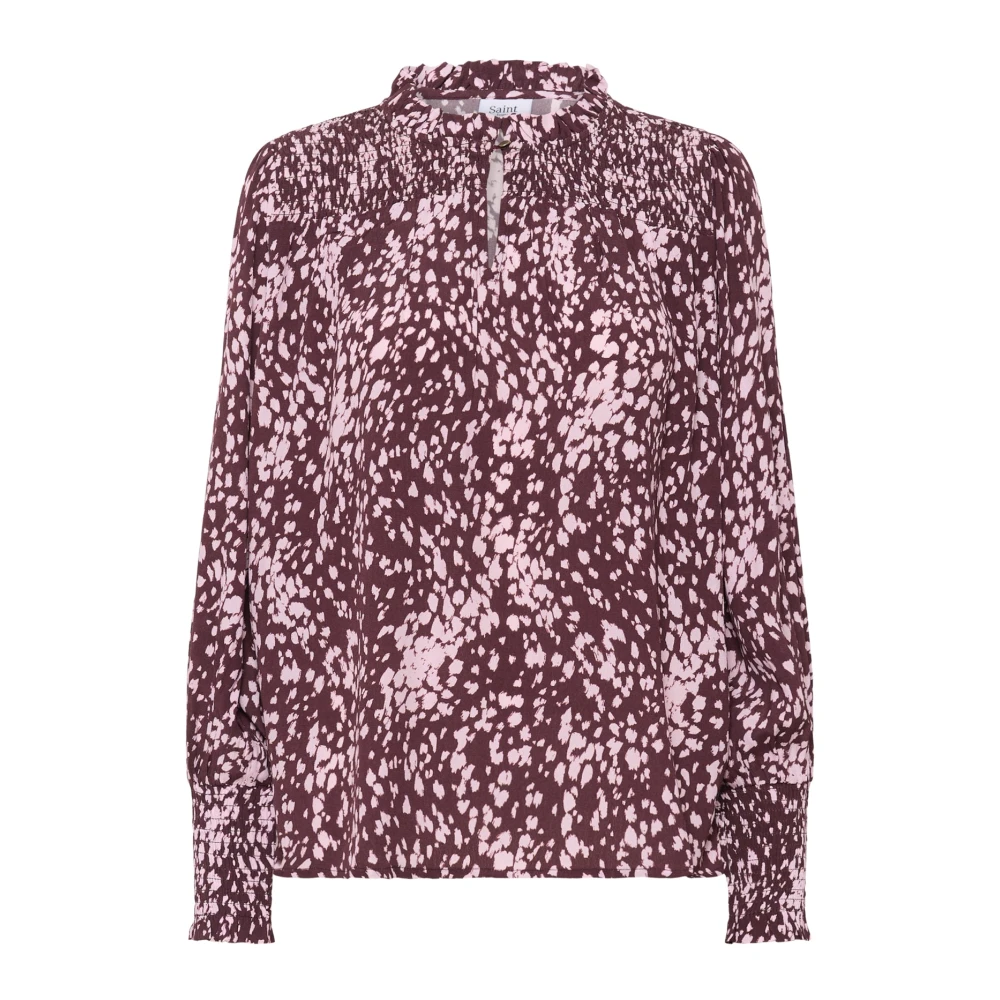 Saint Tropez Women's Brown Spotty Animal Blouse Model Malikasz - Blouses - L - Blouses & Shirts