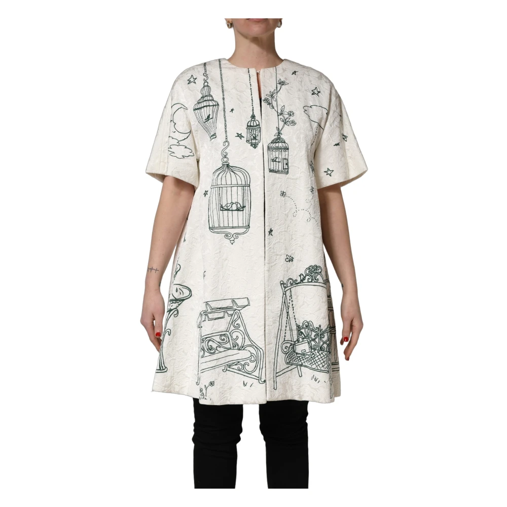 Dolce & Gabbana Women's Multicolor Light Jackets, 2XS, Jacquard Garden Print Coat Jacket