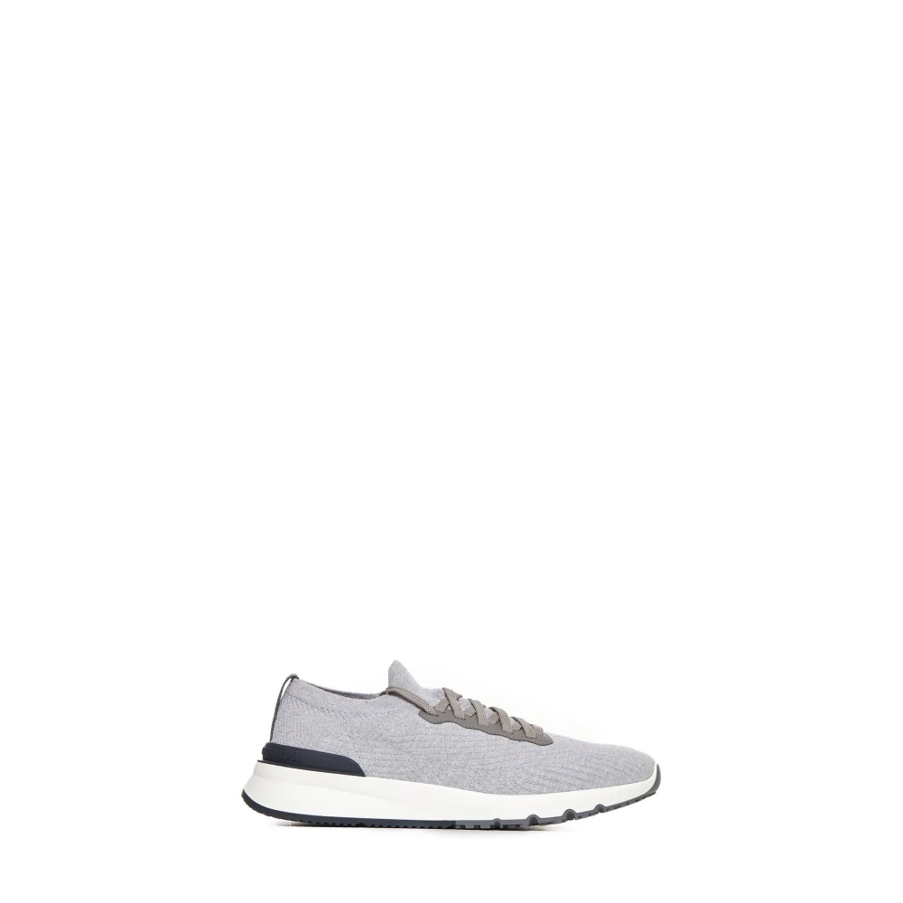 Brunello Cucinelli Gray Knit Runners - Male - Sneakers - 9 Uk - Shoes