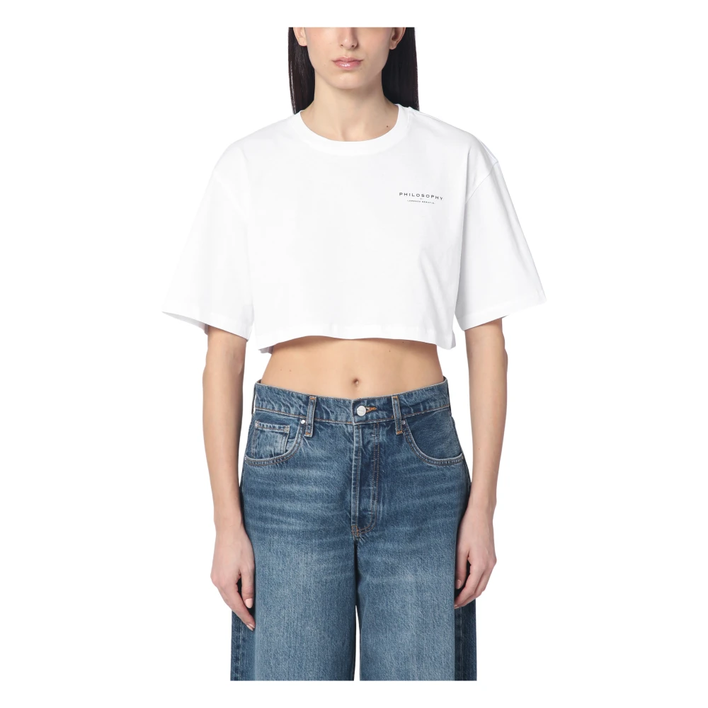 Philosophy di Lorenzo Serafini Korte mouwen ronde hals T-shirt White Dames