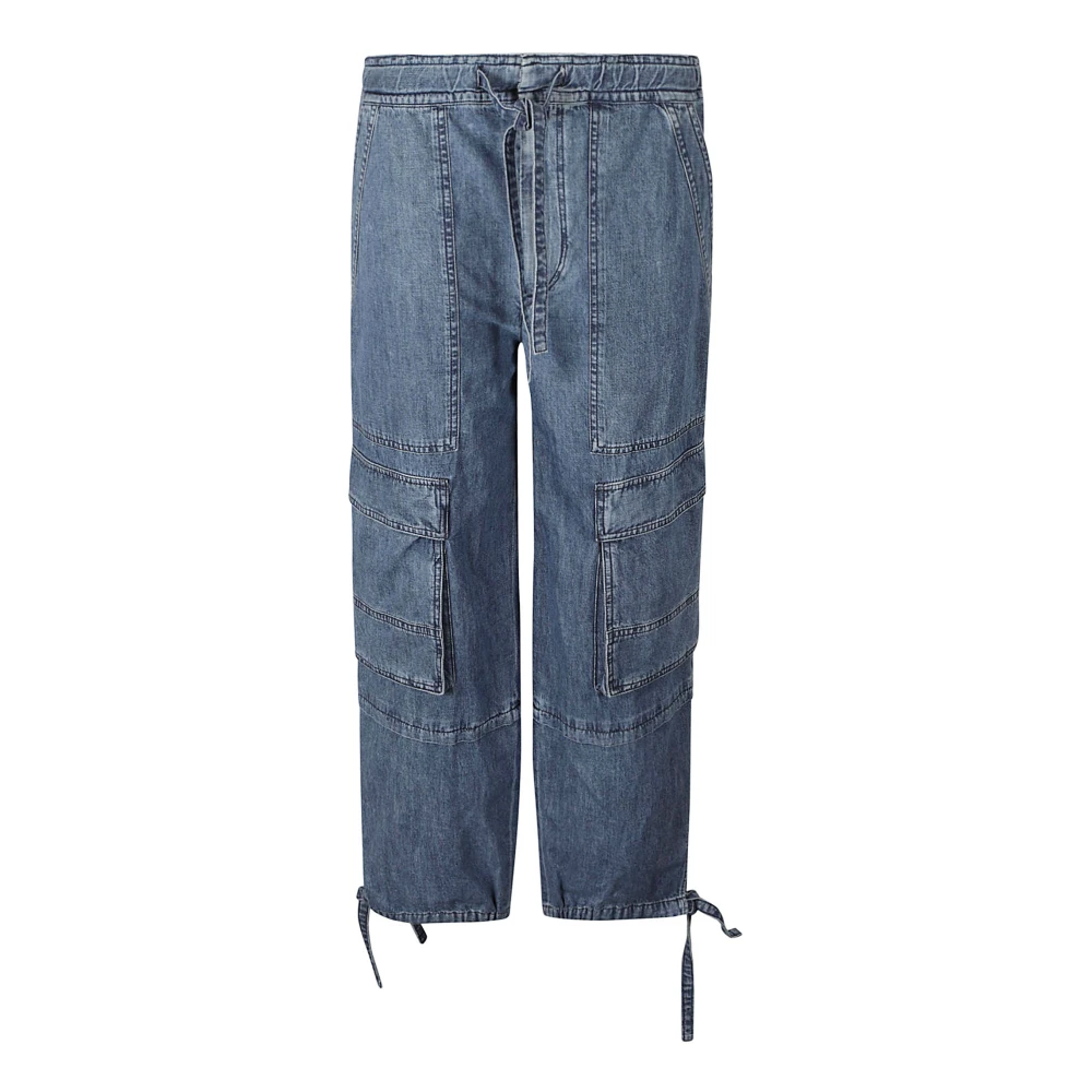 Isabel Marant Étoile Blauwe Denim Broek met Trekkoord in de Taille Blue Dames