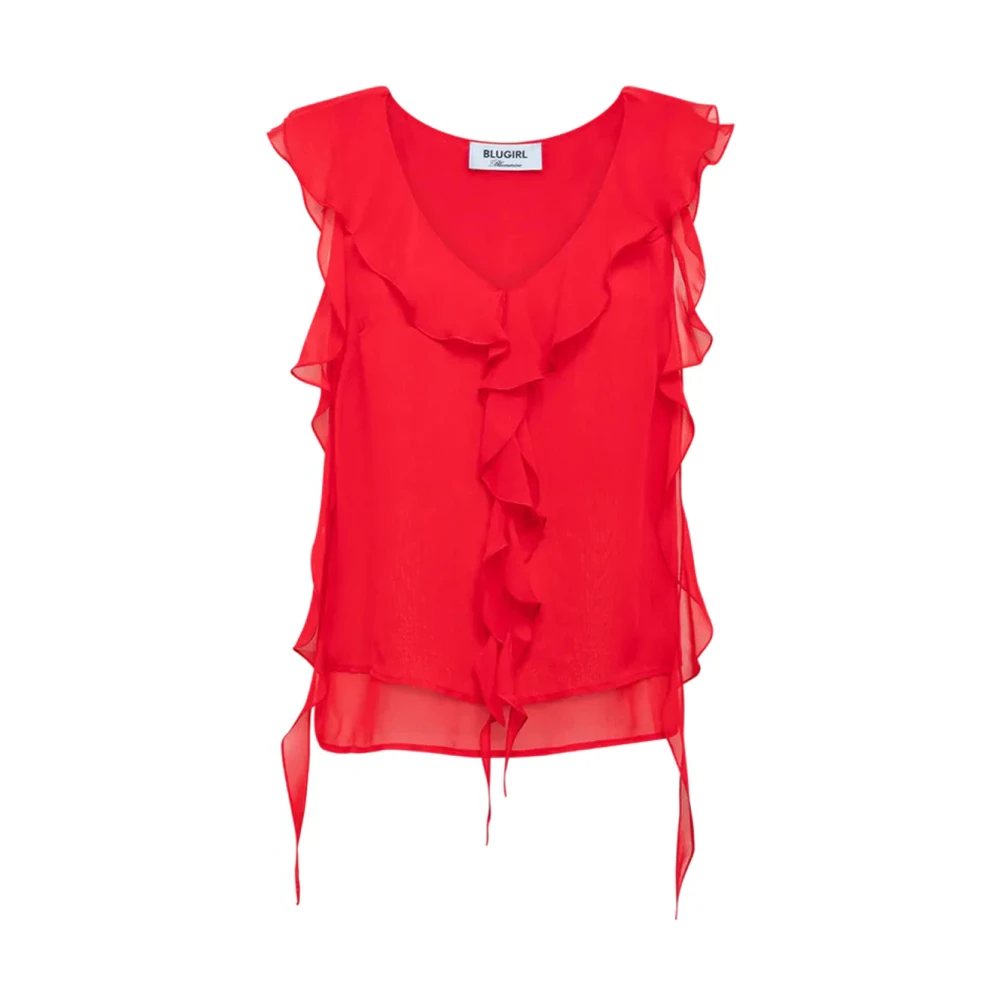 Blugirl Top In Georgette Con Volant - Female - Sleeveless Tops - Red - Xs - Tops