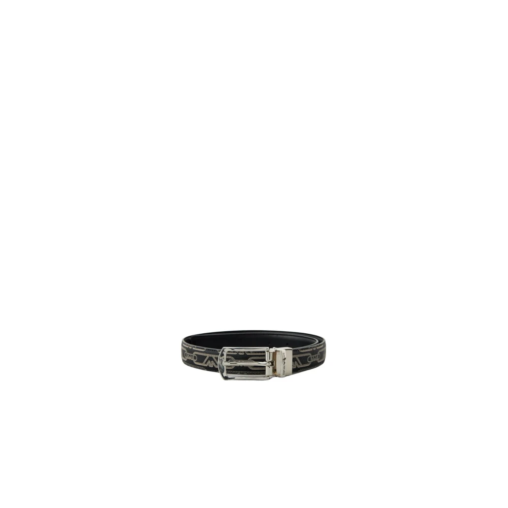 Emporio Armani Femme Noir Accessoires, Taille: 95 Cm All-Over Eagle Chain Logo Buckle Belt