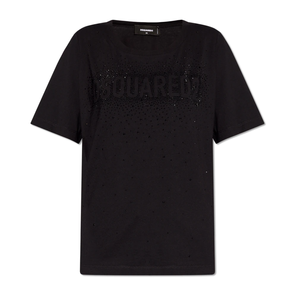 Dsquared2 T-shirt met logo Black Dames