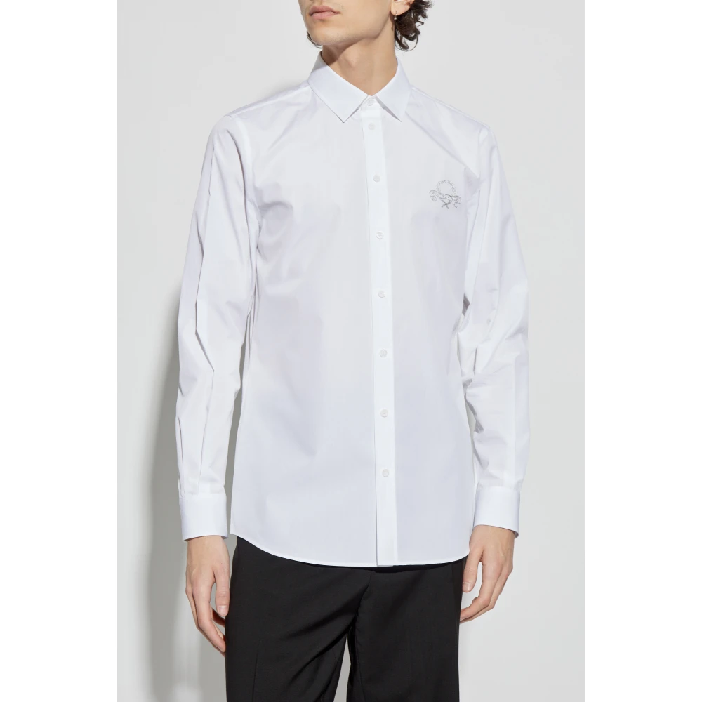 Moschino Katoenen shirt met geborduurd logo White Heren