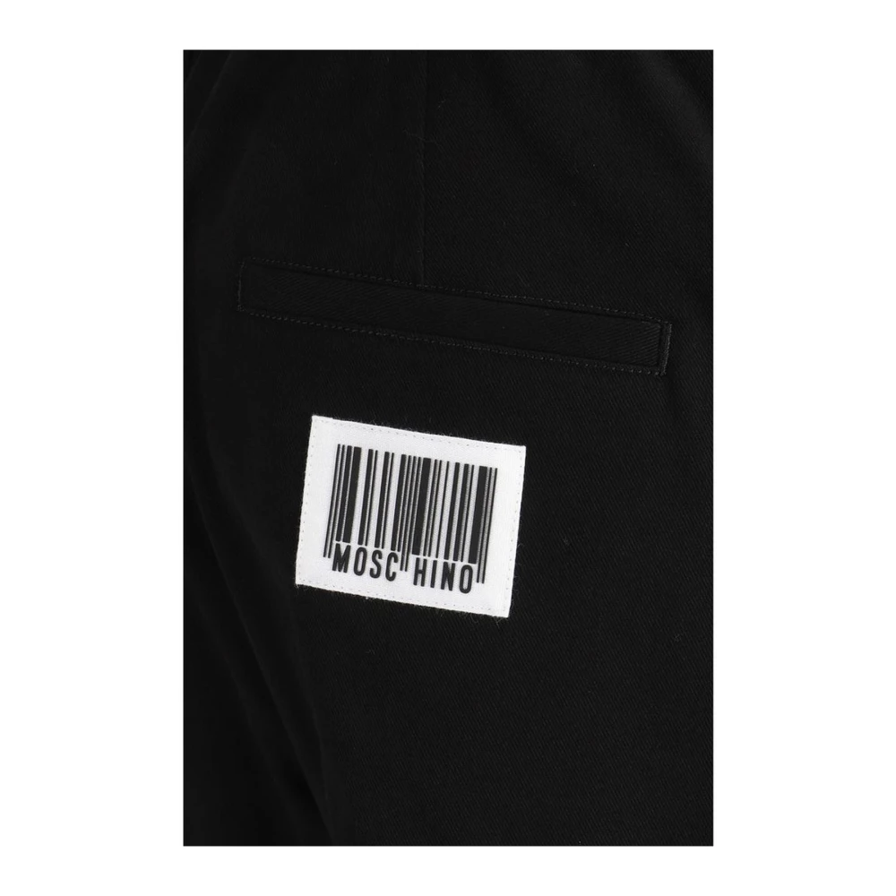 Moschino Katoenen broek met verstelbare tailleband en zakken Black Heren
