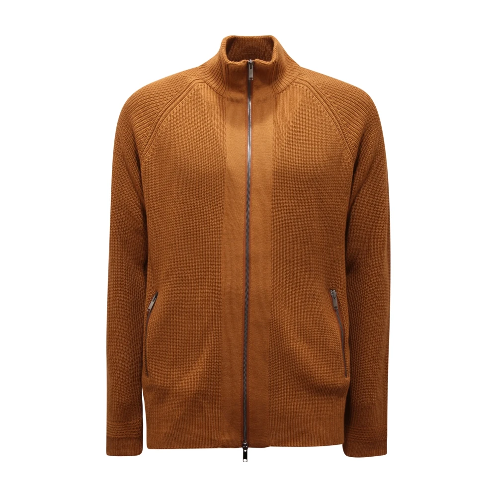 Daniele Fiesoli Men's Brown Wool Blend Cardigan Jumper Full Zip - Cardigans - S - Knitwear