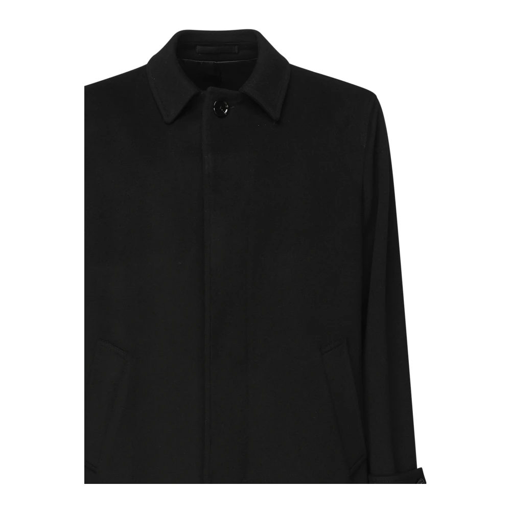 Lardini Zwarte Klassieke Jas met Verborgen Sluiting Black Heren