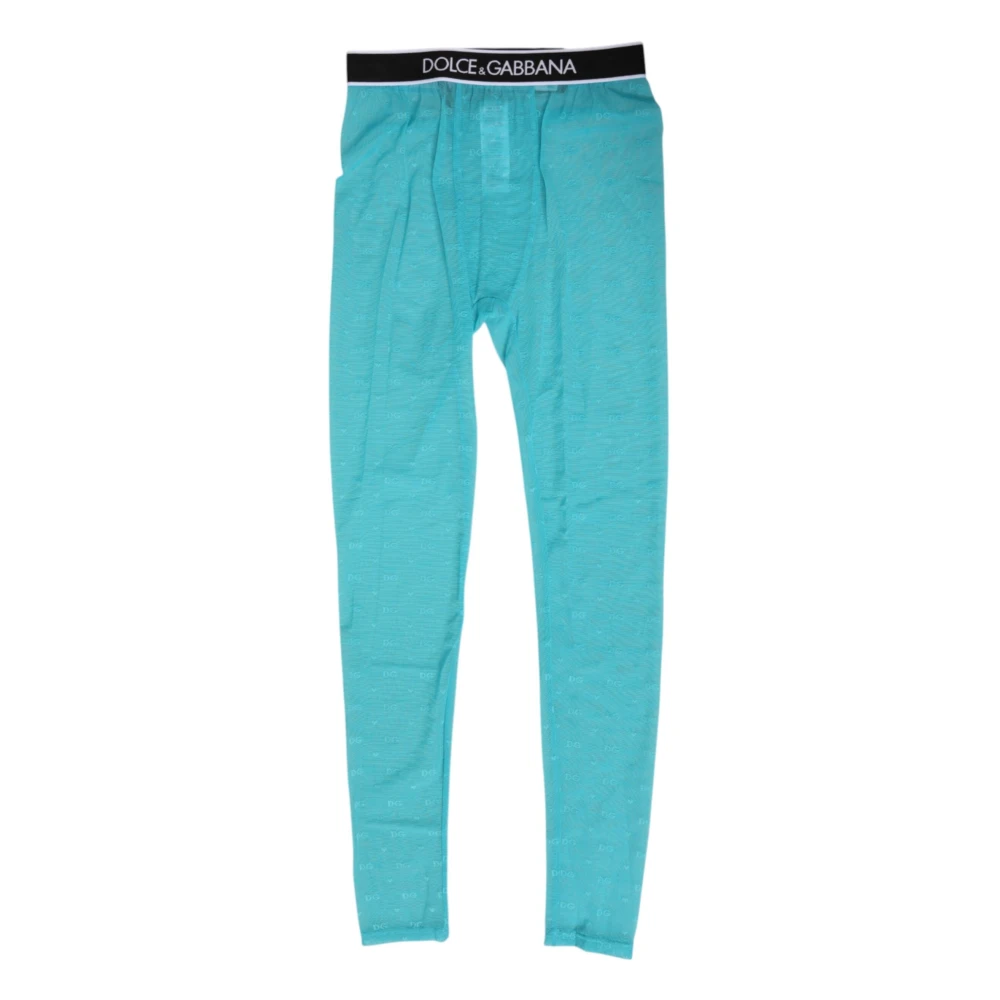 Dolce & Gabbana Women's Blue Logo Lace Leggings Trousers Underwear - Leggings - S - Trousers