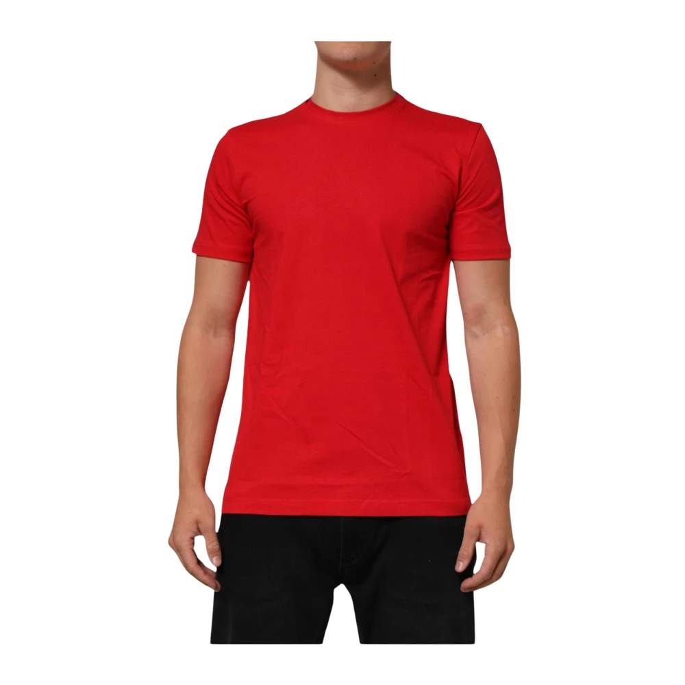 Dolce & Gabbana Uomo Rosso T-Shirt In Cotone Con Girocollo