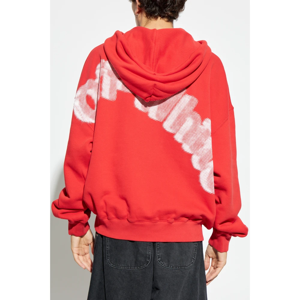 Off White Logo Sweatshirt Red Heren