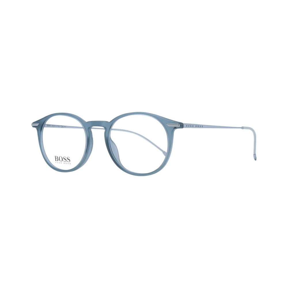 Hugo Boss Stijlvolle Blauwe Ronde Optische Monturen Blue Heren