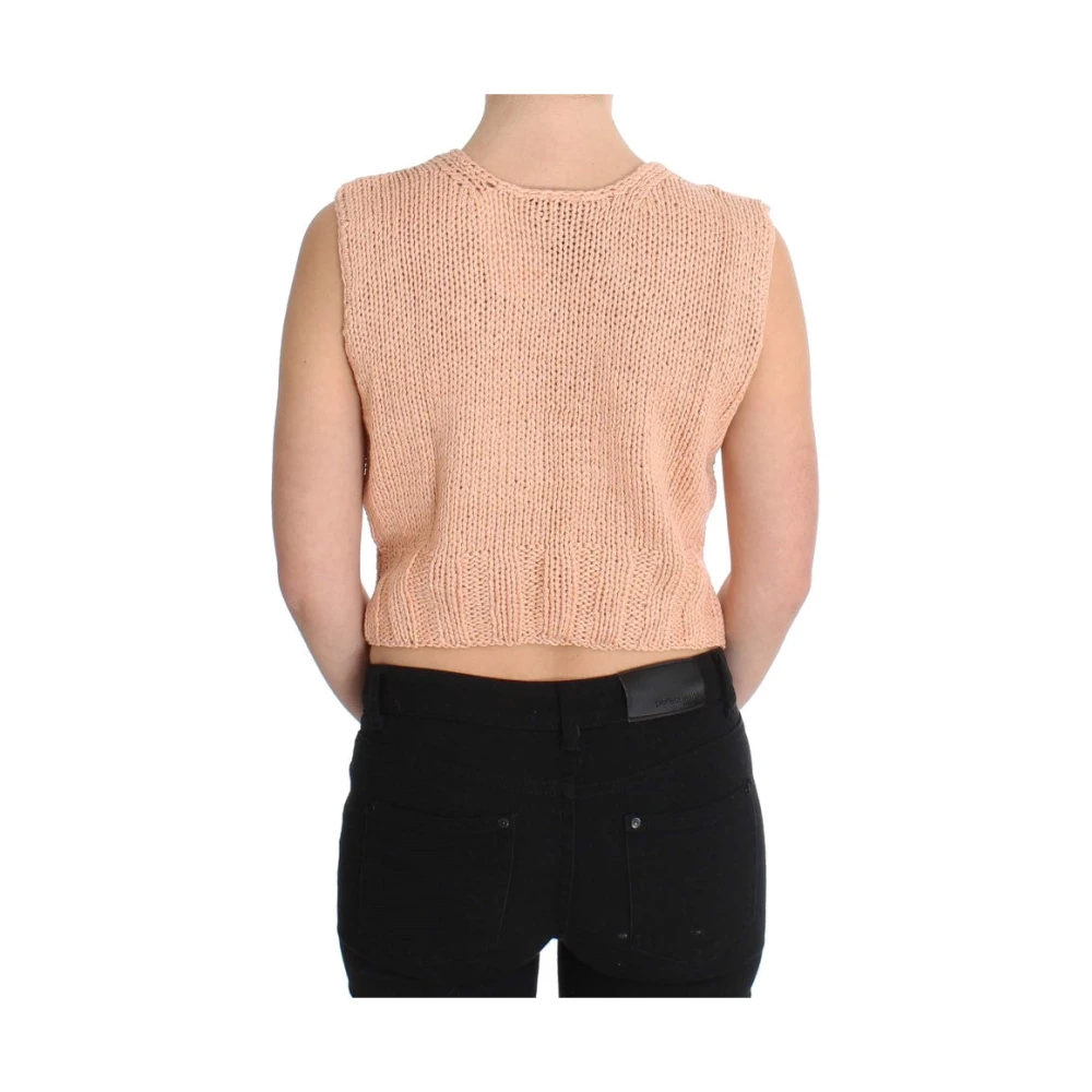 Pink Memories Elegante Roze Gebreide Vest Zonder Mouwen Pink Dames