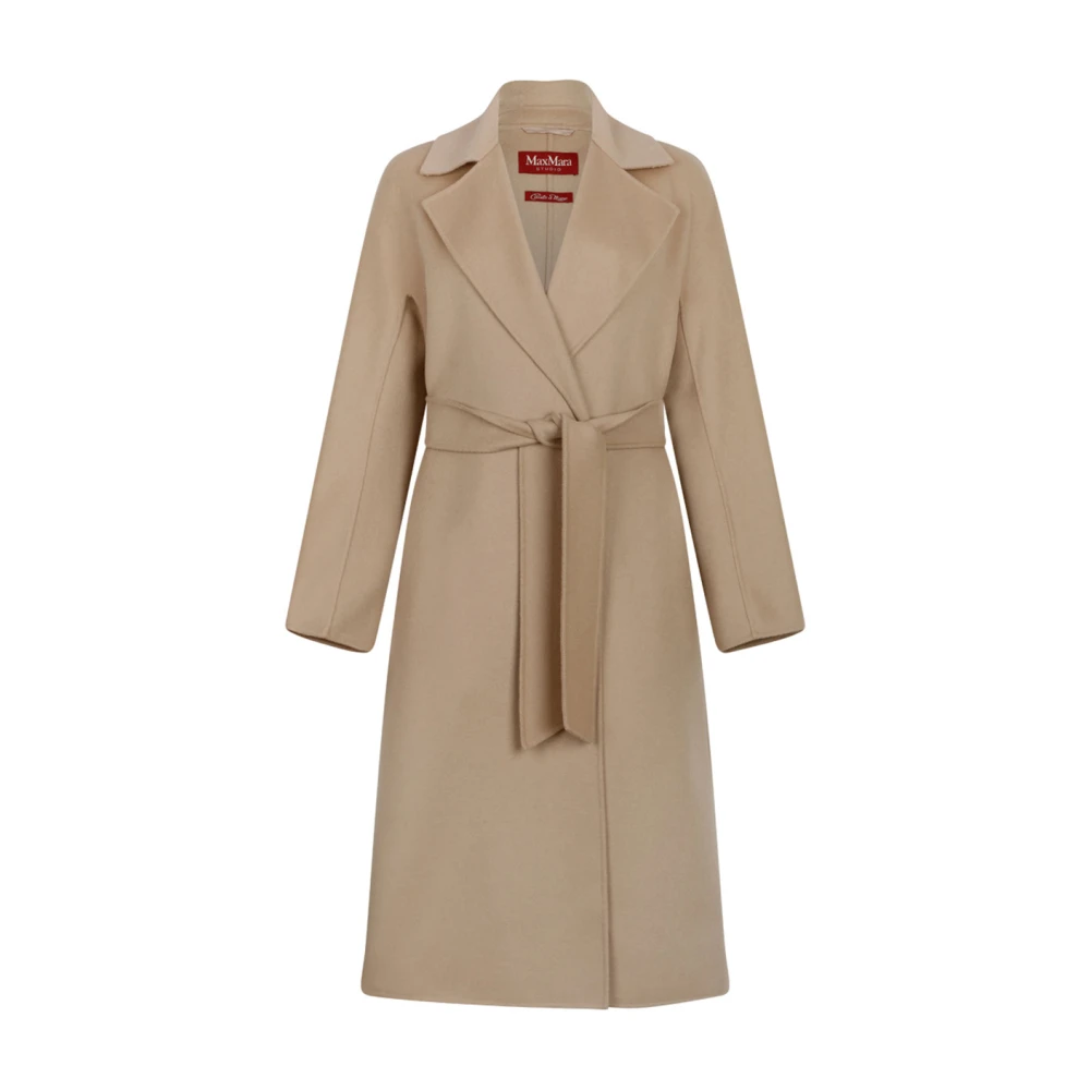 Max Mara Studio Women's Beige Cles Wool- Cashmere And Silk Long Coat - Belted Coats - 3XS - Coats