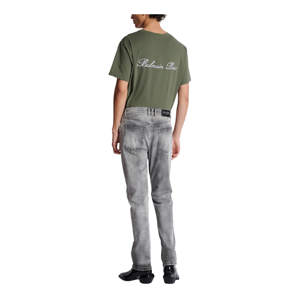 Balmain Grijze denim regular-fit jeans Gray Heren