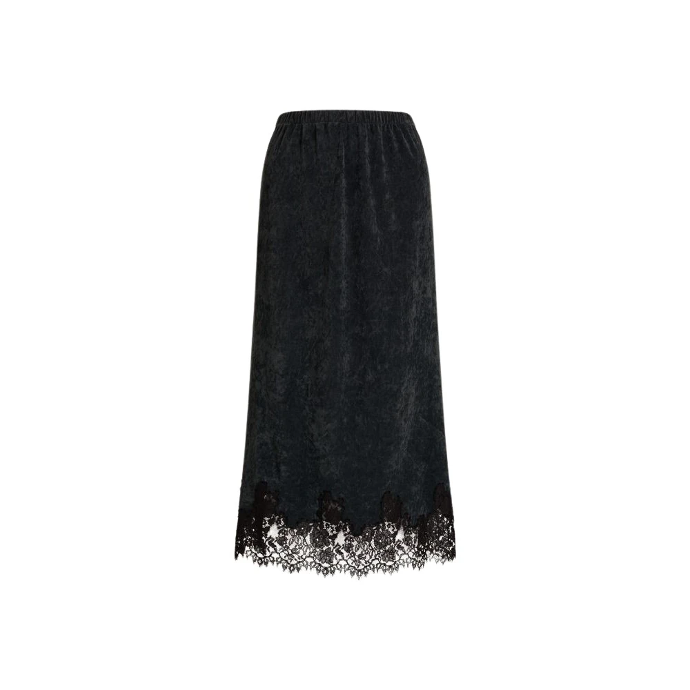 Alberta Ferretti Donna Grigio - Gonna Midi In Velluto Con Bordi In Pizzo - Skirts - L