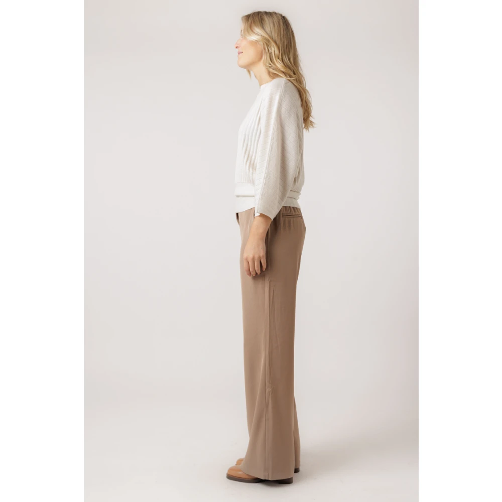 No man's land Ribgebreide Top met Wijde Mouwen White Dames