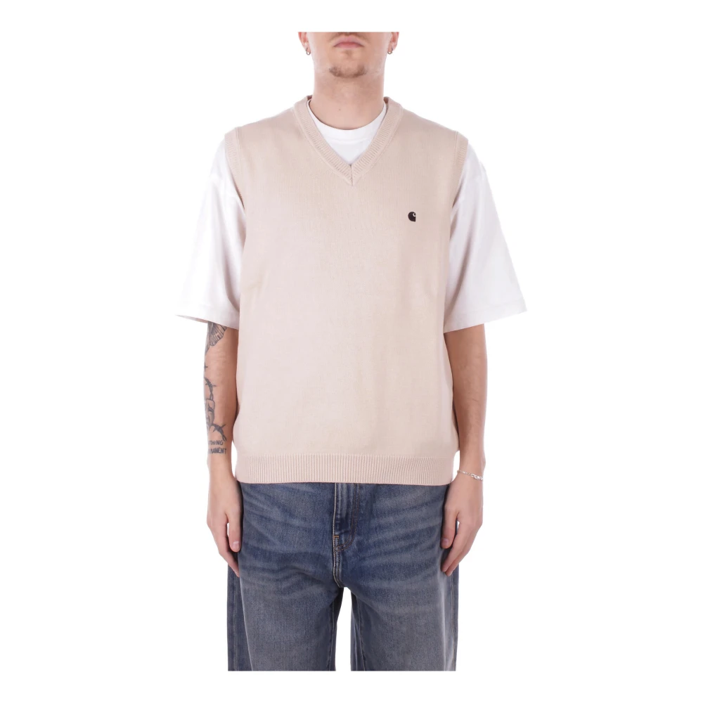 Carhartt WIP Logo Front Sweater Beige Heren