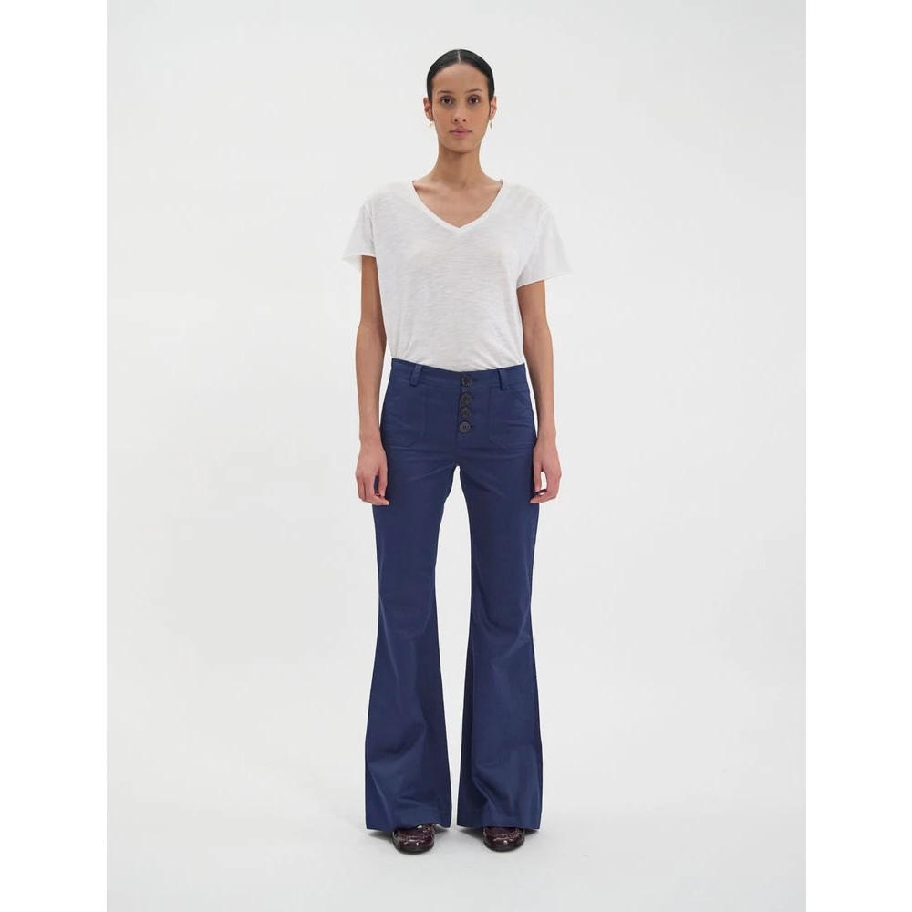 Ines De La Fressange Paris Charlotte marineblauwe katoenen broek Blue Dames