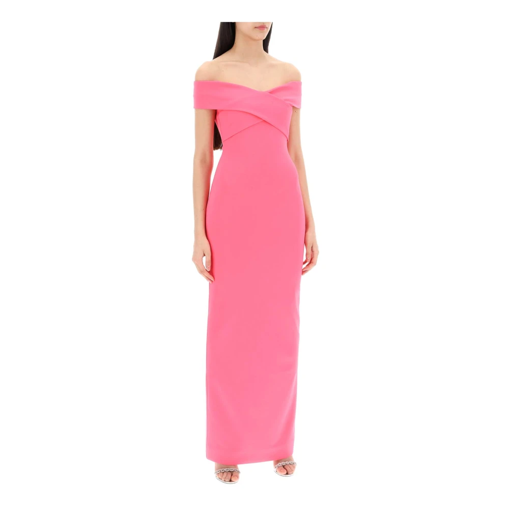 Solace London Off-shoulder maxi jurk met achter split Pink Dames